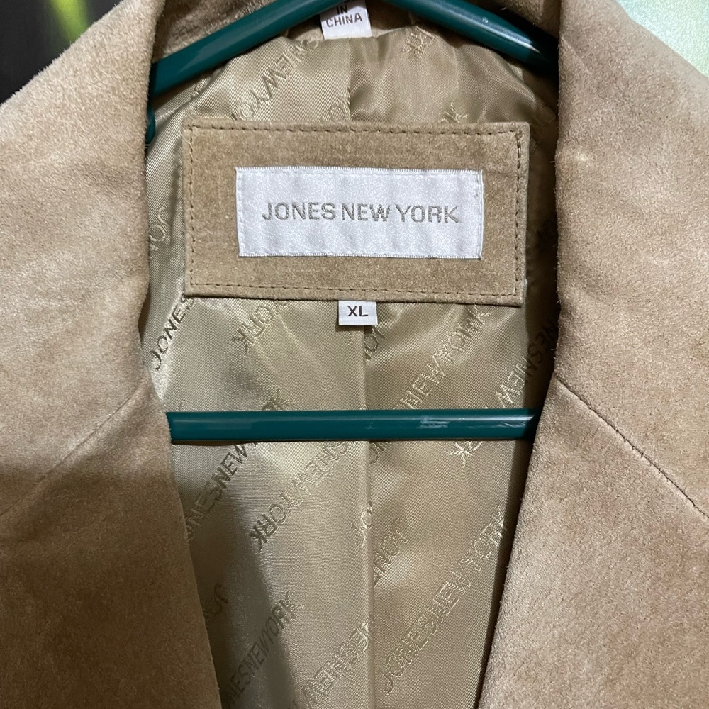 Jones New York Tan Blazer Classic Suede Jacket - Picture 4 of 9